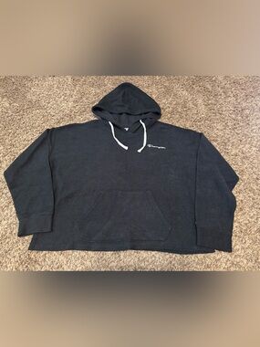 Champion Black Ribbed Hoodie